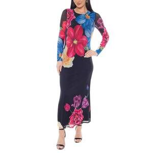 NEW OLEG CASSINI women's sheer floral details silhouette pullover maxi dress in